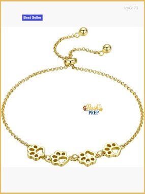Adjustable Sterling Silver Link Bracelet with Paw Charm Pet Memorial Gift